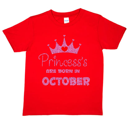 Birthday Girls T-shirt Princess's Born In October T-Shirt