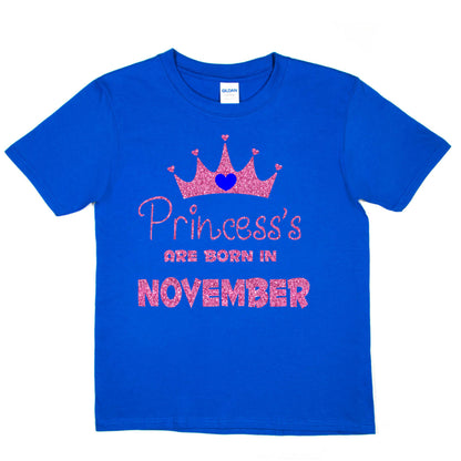 Birthday Girls T-shirt Princess's Born In November  T-Shirt