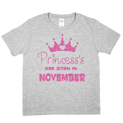 Birthday Girls T-shirt Princess's Born In November  T-Shirt