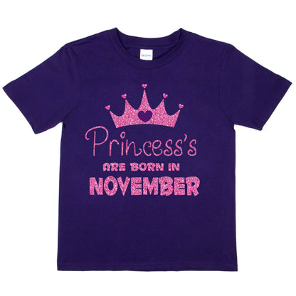 Birthday Girls T-shirt Princess's Born In November  T-Shirt