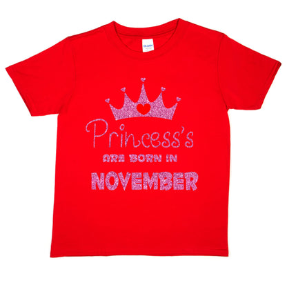 Birthday Girls T-shirt Princess's Born In November  T-Shirt
