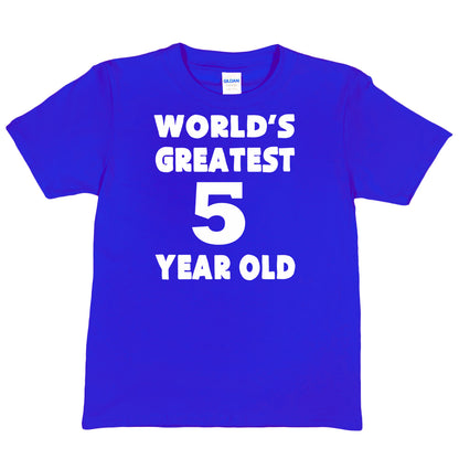 5th Birthday T-shirt  Worlds Greatest 5 Year Old Happy Birthday Tee Age 5 Gift