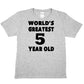5th Birthday T-shirt  Worlds Greatest 5 Year Old Happy Birthday Tee Age 5 Gift