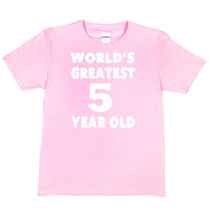 5th Birthday T-shirt  Worlds Greatest 5 Year Old Happy Birthday Tee Age 5 Gift