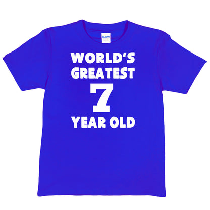 Happy Birthday Tee Age 7  7th Birthday T-Shirt  Worlds Greatest 7 Year Old