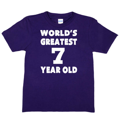 Happy Birthday Tee Age 7  7th Birthday T-Shirt  Worlds Greatest 7 Year Old