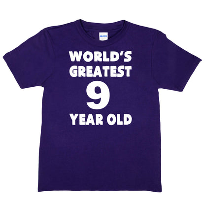 Happy Birthday Tee Age 9 Gift  Worlds Greatest 9 Year Old 9th Birthday T-shirt