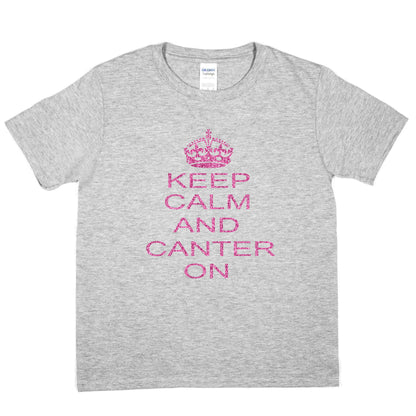 Keep Calm & Canter Pony Horse Riding Girls T-Shirt