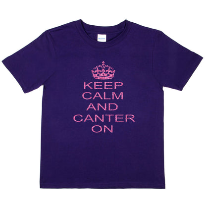 Keep Calm & Canter Pony Horse Riding Girls T-Shirt