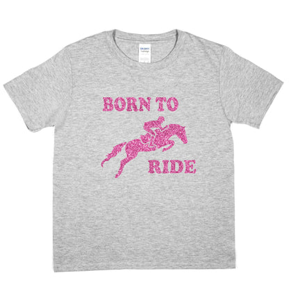 Born To Ride Horse Riding T-Shirt Girls Equesterian Pony Kids T-Shirt
