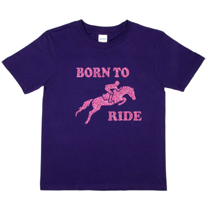 Born To Ride Horse Riding T-Shirt Girls Equesterian Pony Kids T-Shirt