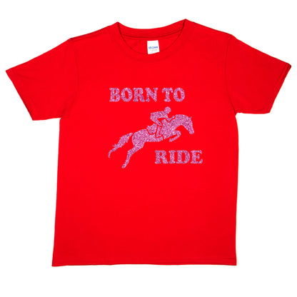 Born To Ride Horse Riding T-Shirt Girls Equesterian Pony Kids T-Shirt