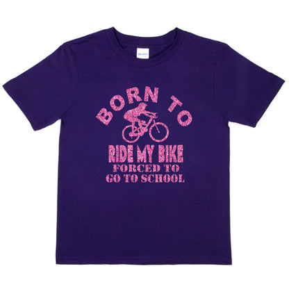 Born To Ride My Bike Forced To Go To School Cycling T-Shirt
