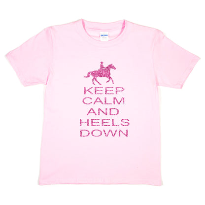 Keep Calm Heels Down Pony Horse Riding T-Shirt