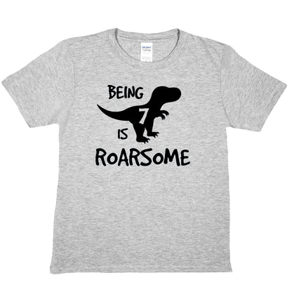 Kids T-shirt Dinosaur Roarsome Age 7 Happy 7th Birthday T-Shirt