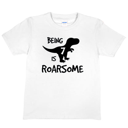 Kids T-shirt Dinosaur Roarsome Age 7 Happy 7th Birthday T-Shirt