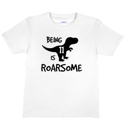 Kids T-shirt Dinosaur Roarsome Age 11 Happy 11th Birthday T-Shirt