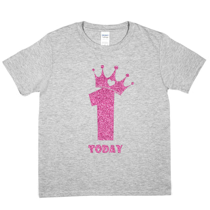 Birthday Kids 1 Today Age 1 In Pink Glitter Happy Kids T-Shirt