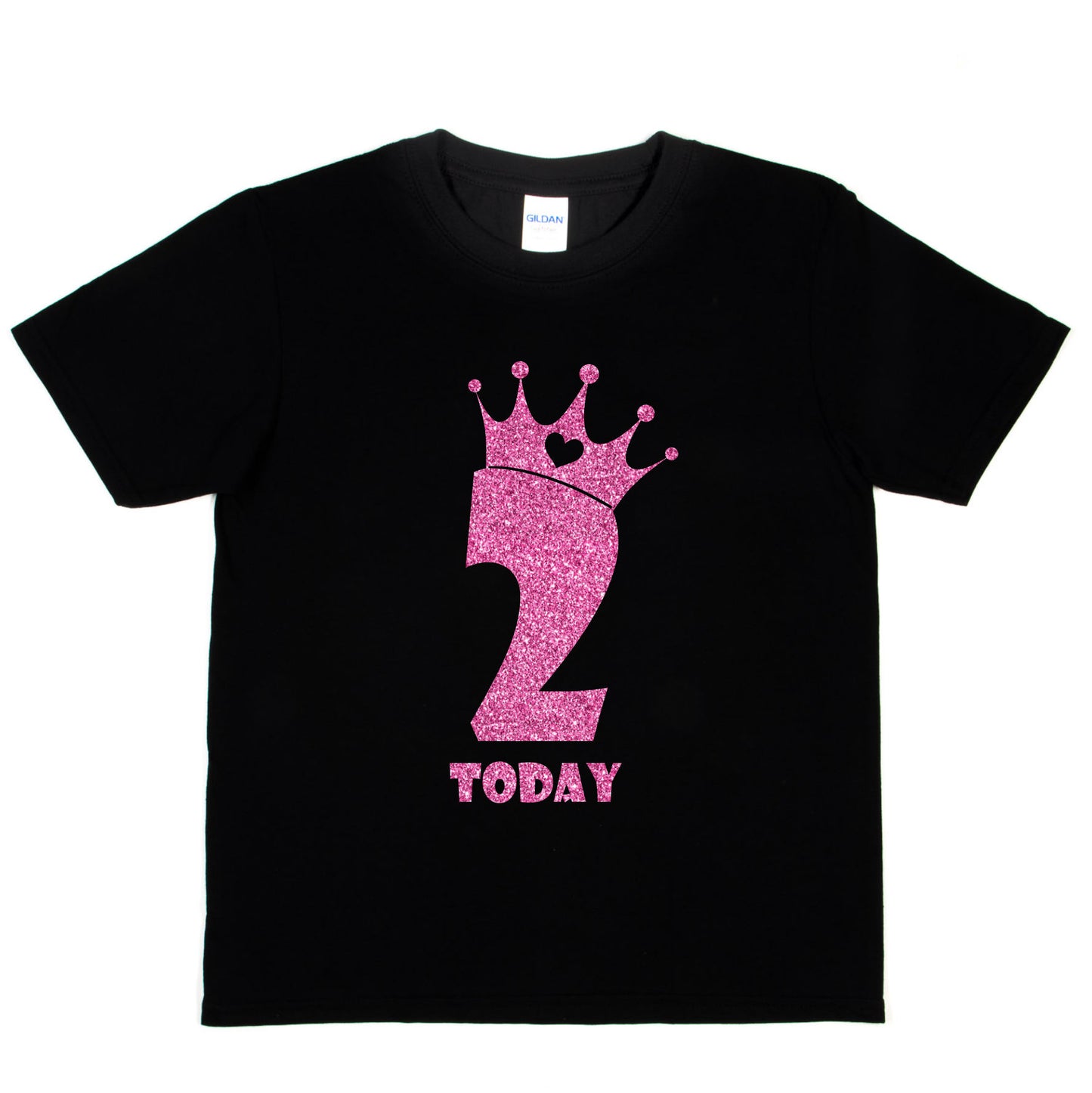 Birthday Kids 2 Today Age 2 In Pink Glitter Happy Kids T-Shirt
