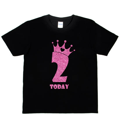 Birthday Kids 2 Today Age 2 In Pink Glitter Happy Kids T-Shirt