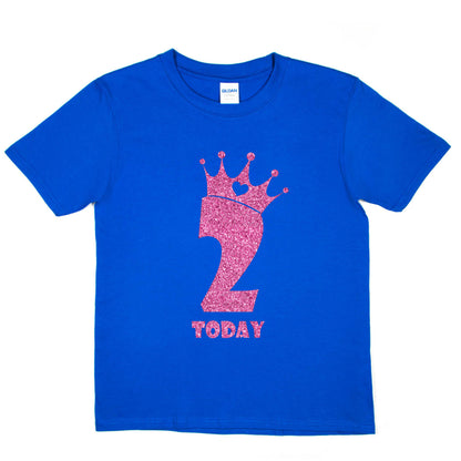 Birthday Kids 2 Today Age 2 In Pink Glitter Happy Kids T-Shirt