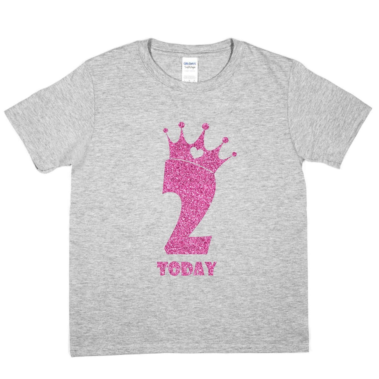 Birthday Kids 2 Today Age 2 In Pink Glitter Happy Kids T-Shirt