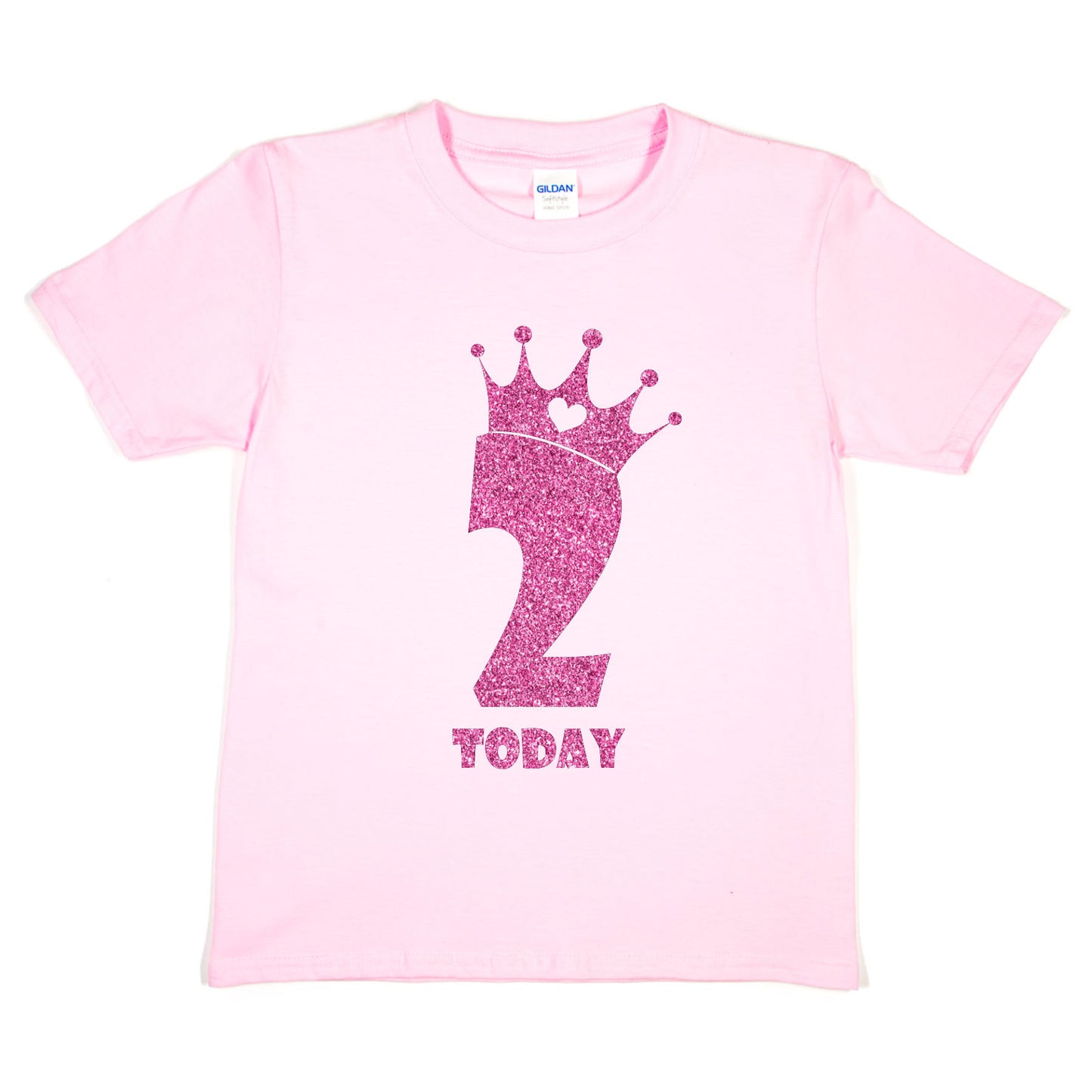 Birthday Kids 2 Today Age 2 In Pink Glitter Happy Kids T-Shirt