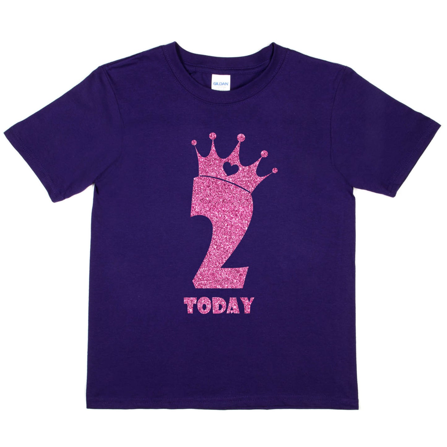 Birthday Kids 2 Today Age 2 In Pink Glitter Happy Kids T-Shirt