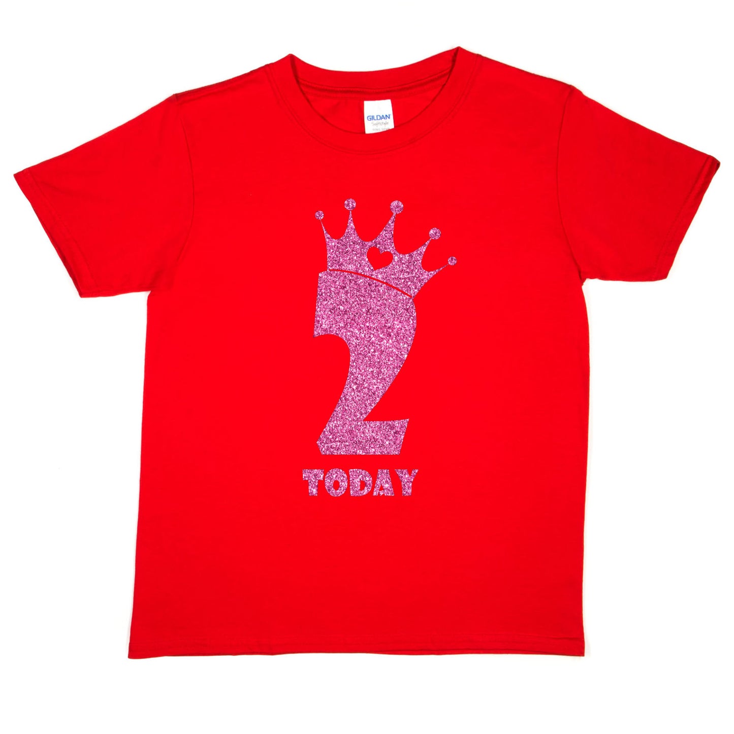 Birthday Kids 2 Today Age 2 In Pink Glitter Happy Kids T-Shirt