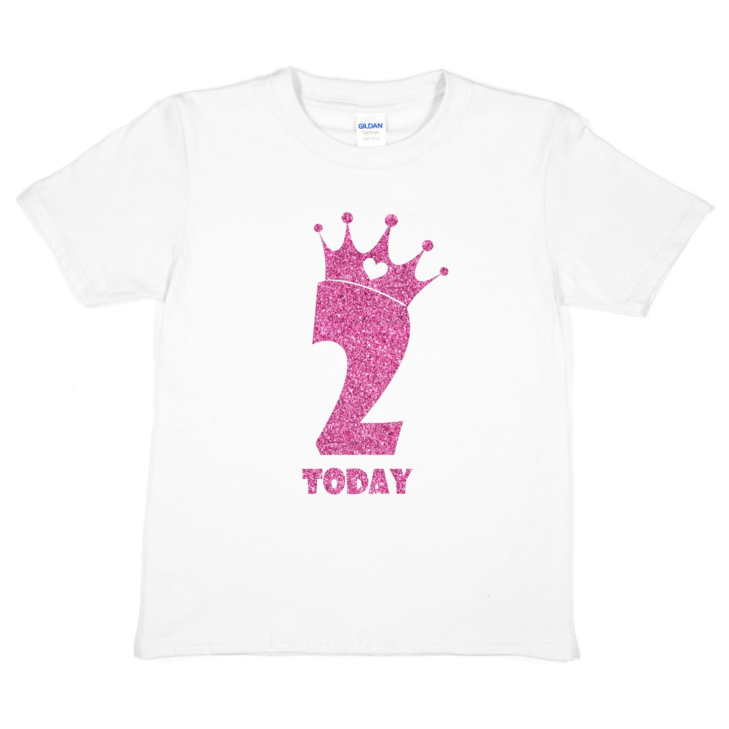 Birthday Kids 2 Today Age 2 In Pink Glitter Happy Kids T-Shirt