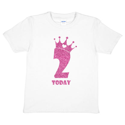 Birthday Kids 2 Today Age 2 In Pink Glitter Happy Kids T-Shirt