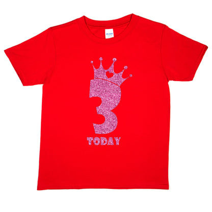 Birthday Kids 3 Today Age 3 In Pink Glitter Happy Kids T-Shirt