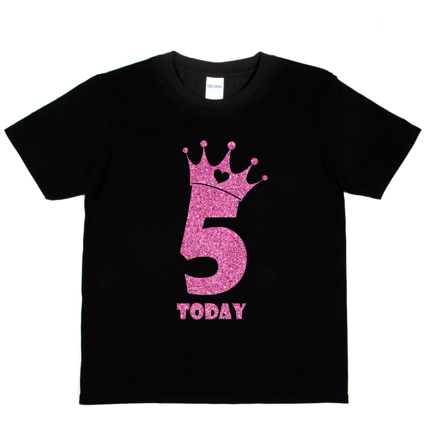 Birthday Kids 5 Today Age 5 In Pink Glitter Happy Kids T-Shirt
