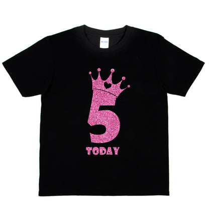 Birthday Kids 5 Today Age 5 In Pink Glitter Happy Kids T-Shirt