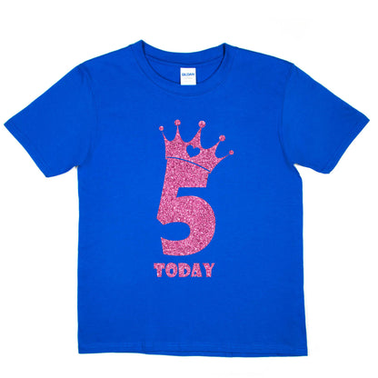 Birthday Kids 5 Today Age 5 In Pink Glitter Happy Kids T-Shirt