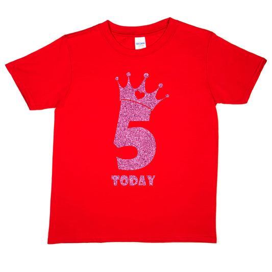 Birthday Kids 5 Today Age 5 In Pink Glitter Happy Kids T-Shirt