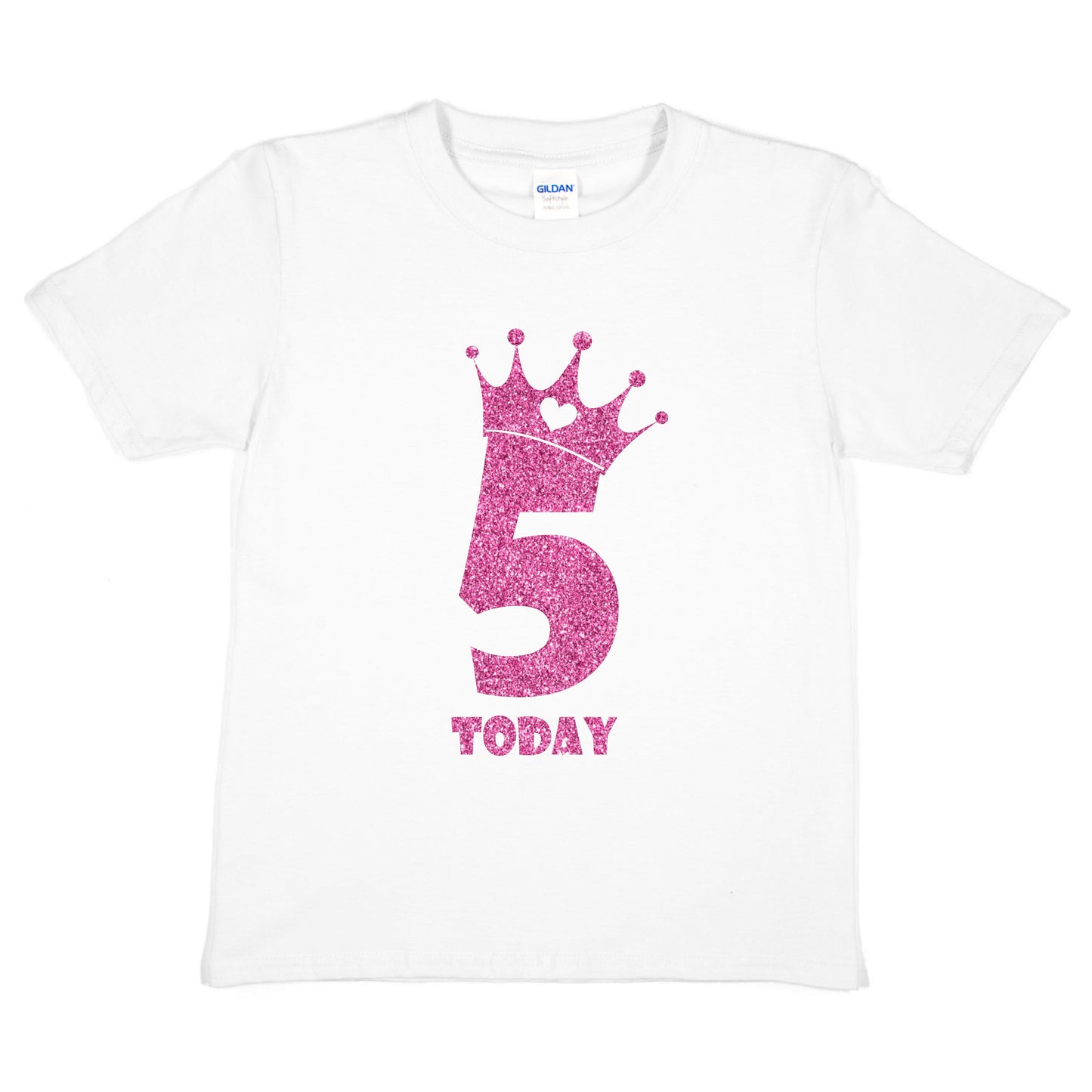 Birthday Kids 5 Today Age 5 In Pink Glitter Happy Kids T-Shirt