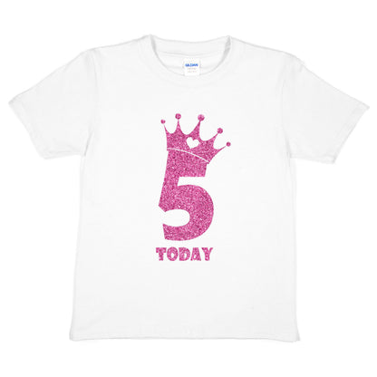 Birthday Kids 5 Today Age 5 In Pink Glitter Happy Kids T-Shirt