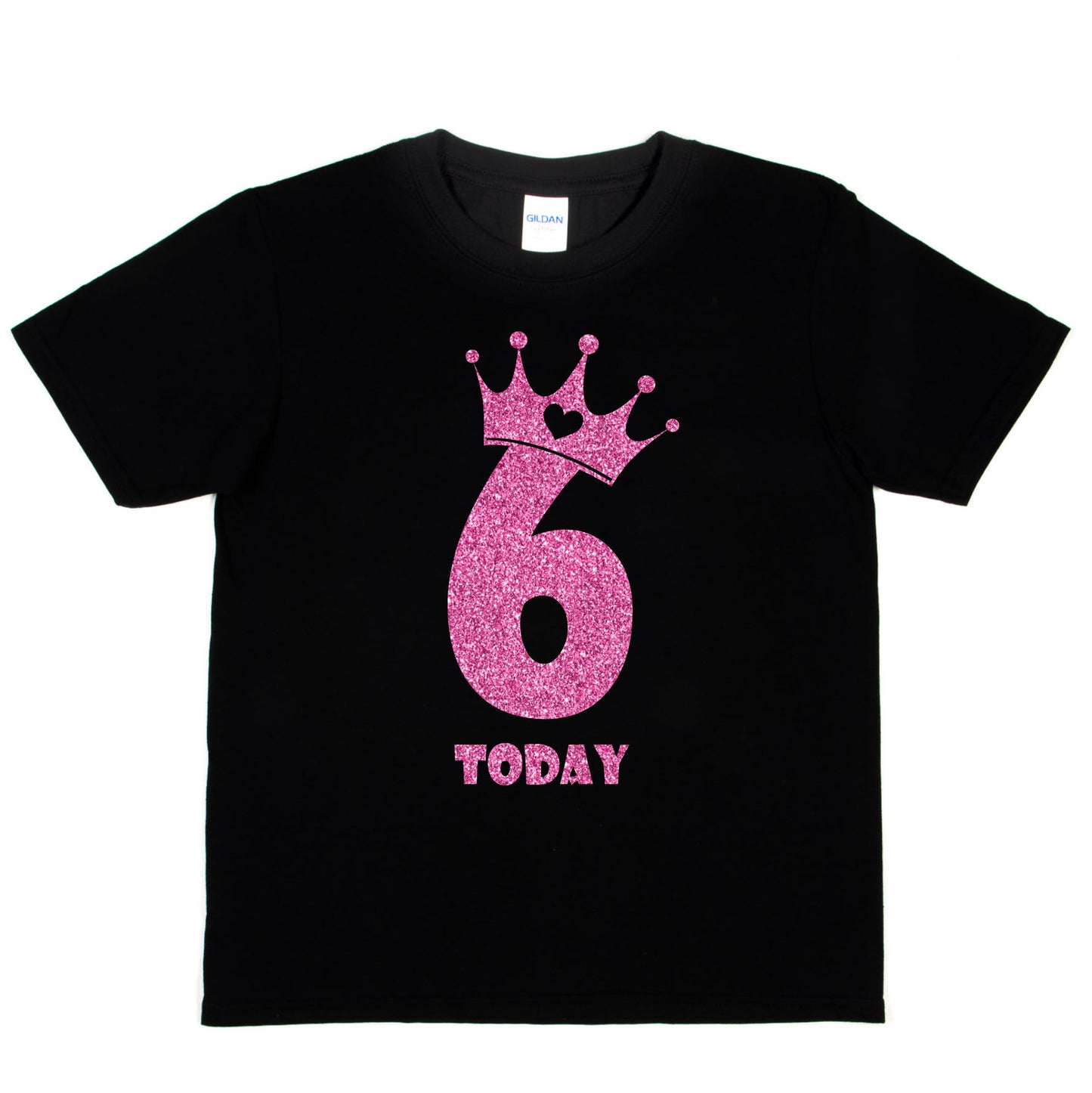 Birthday Kids 6 Today Age 6 In Pink Glitter Happy Kids T-Shirt