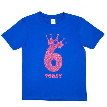 Birthday Kids 6 Today Age 6 In Pink Glitter Happy Kids T-Shirt