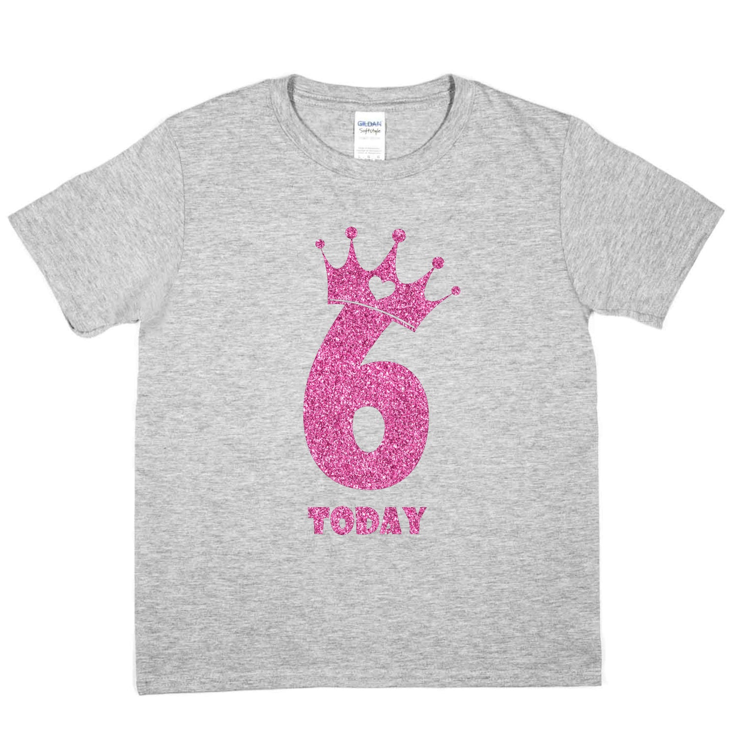 Birthday Kids 6 Today Age 6 In Pink Glitter Happy Kids T-Shirt