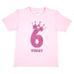 Birthday Kids 6 Today Age 6 In Pink Glitter Happy Kids T-Shirt