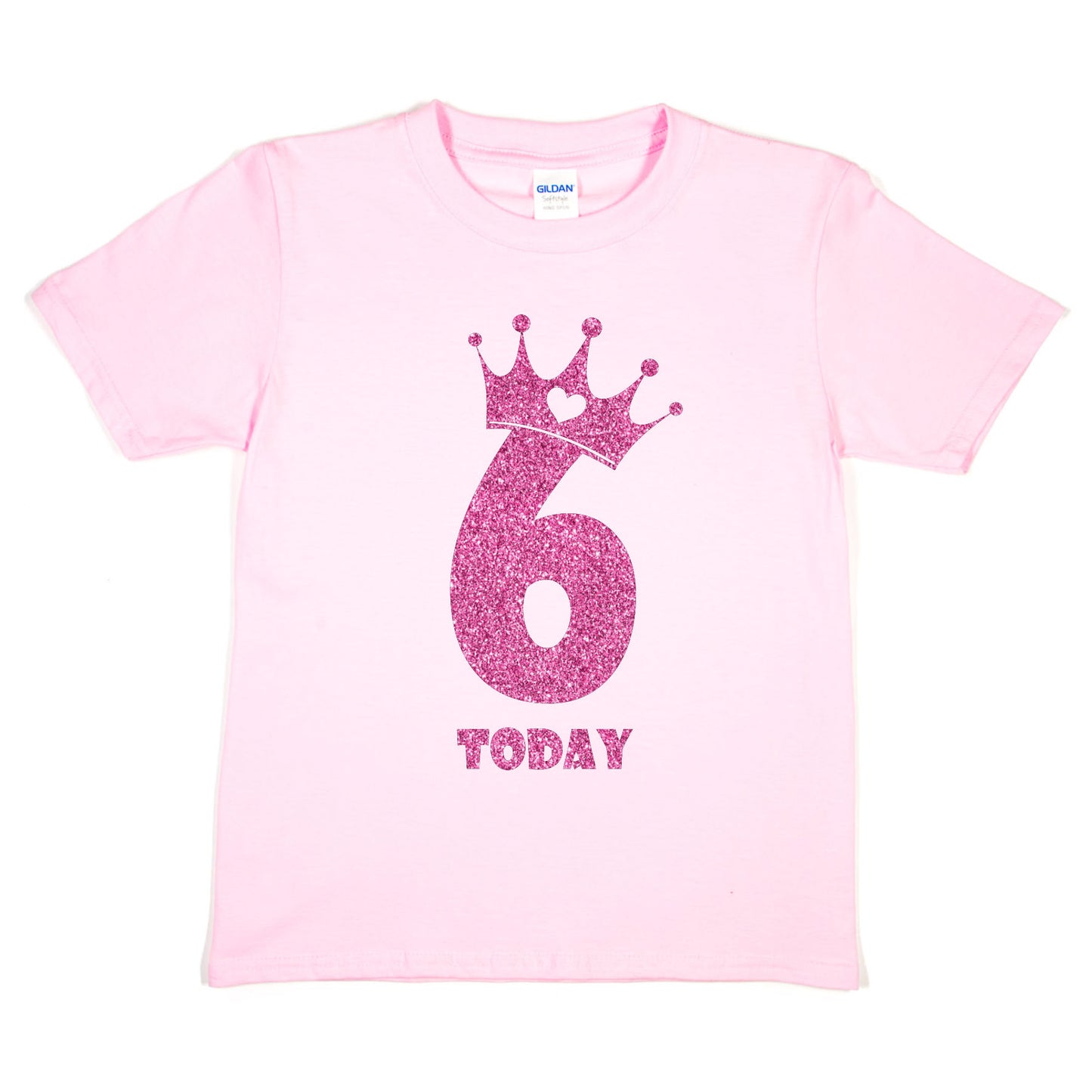 Birthday Kids 6 Today Age 6 In Pink Glitter Happy Kids T-Shirt