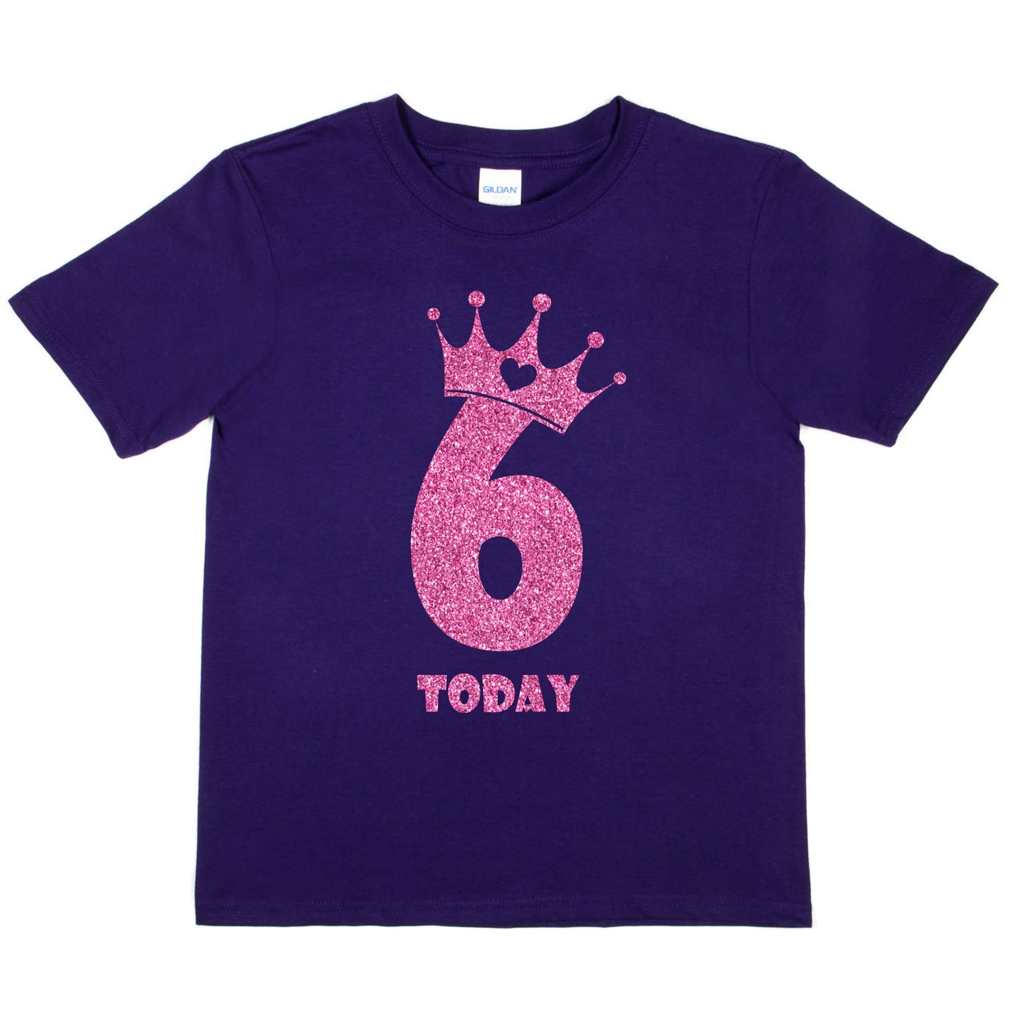 Birthday Kids 6 Today Age 6 In Pink Glitter Happy Kids T-Shirt