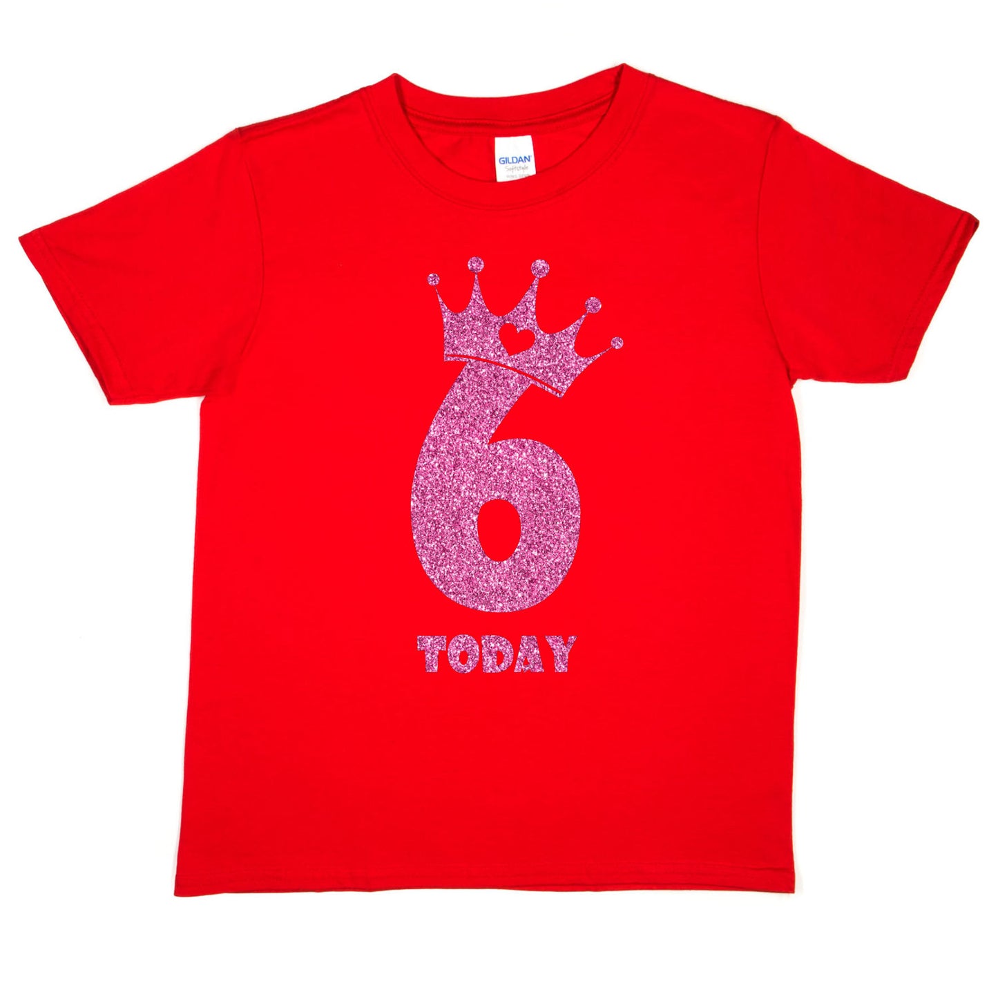 Birthday Kids 6 Today Age 6 In Pink Glitter Happy Kids T-Shirt