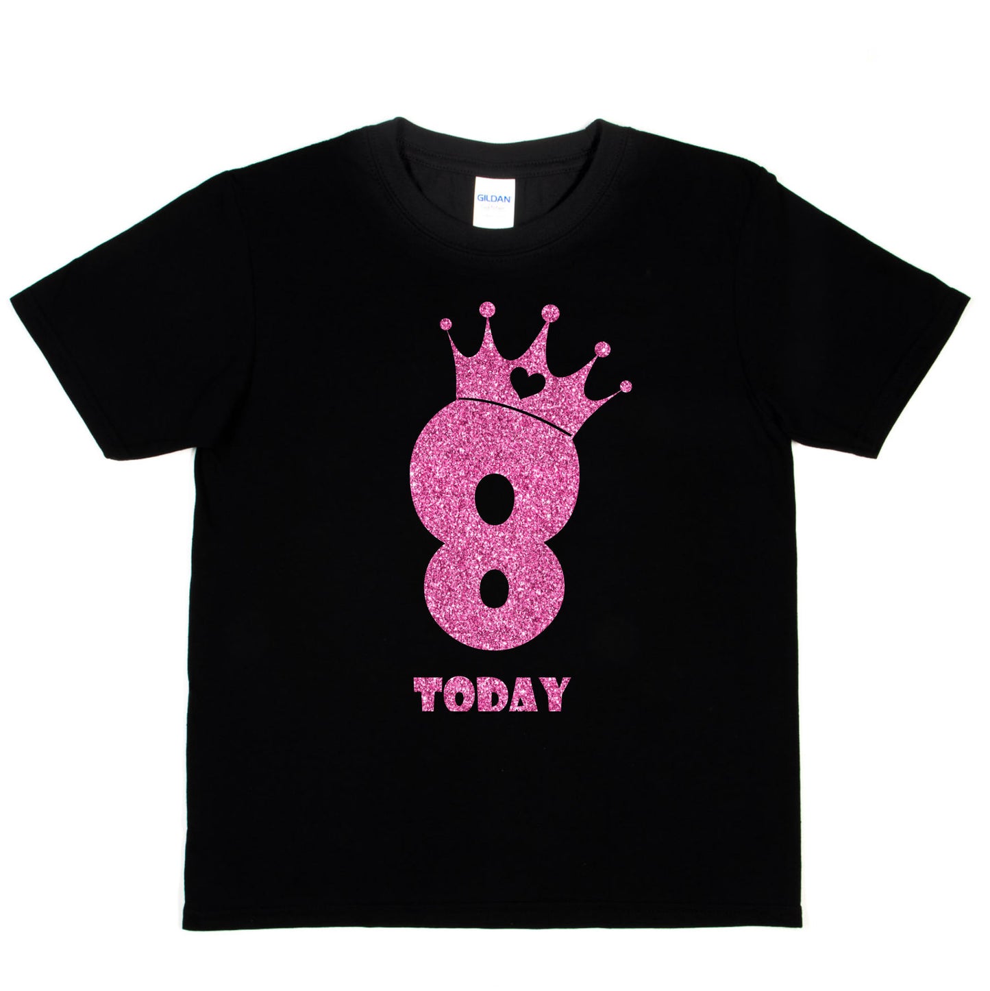 Birthday Kids 8 Today Age 8 In Pink Glitter Happy Kids T-Shirt