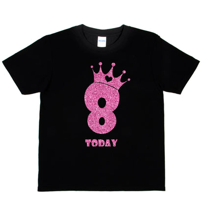 Birthday Kids 8 Today Age 8 In Pink Glitter Happy Kids T-Shirt