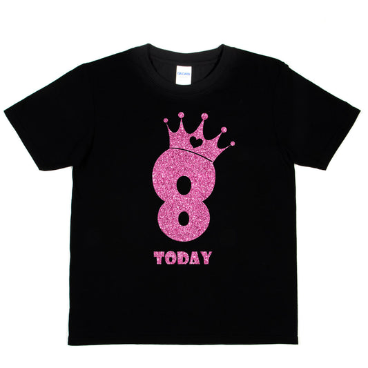 Birthday Kids 8 Today Age 8 In Pink Glitter Happy Kids T-Shirt