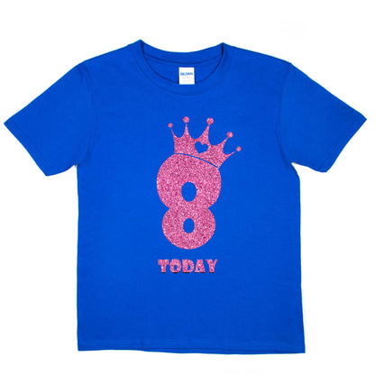 Birthday Kids 8 Today Age 8 In Pink Glitter Happy Kids T-Shirt