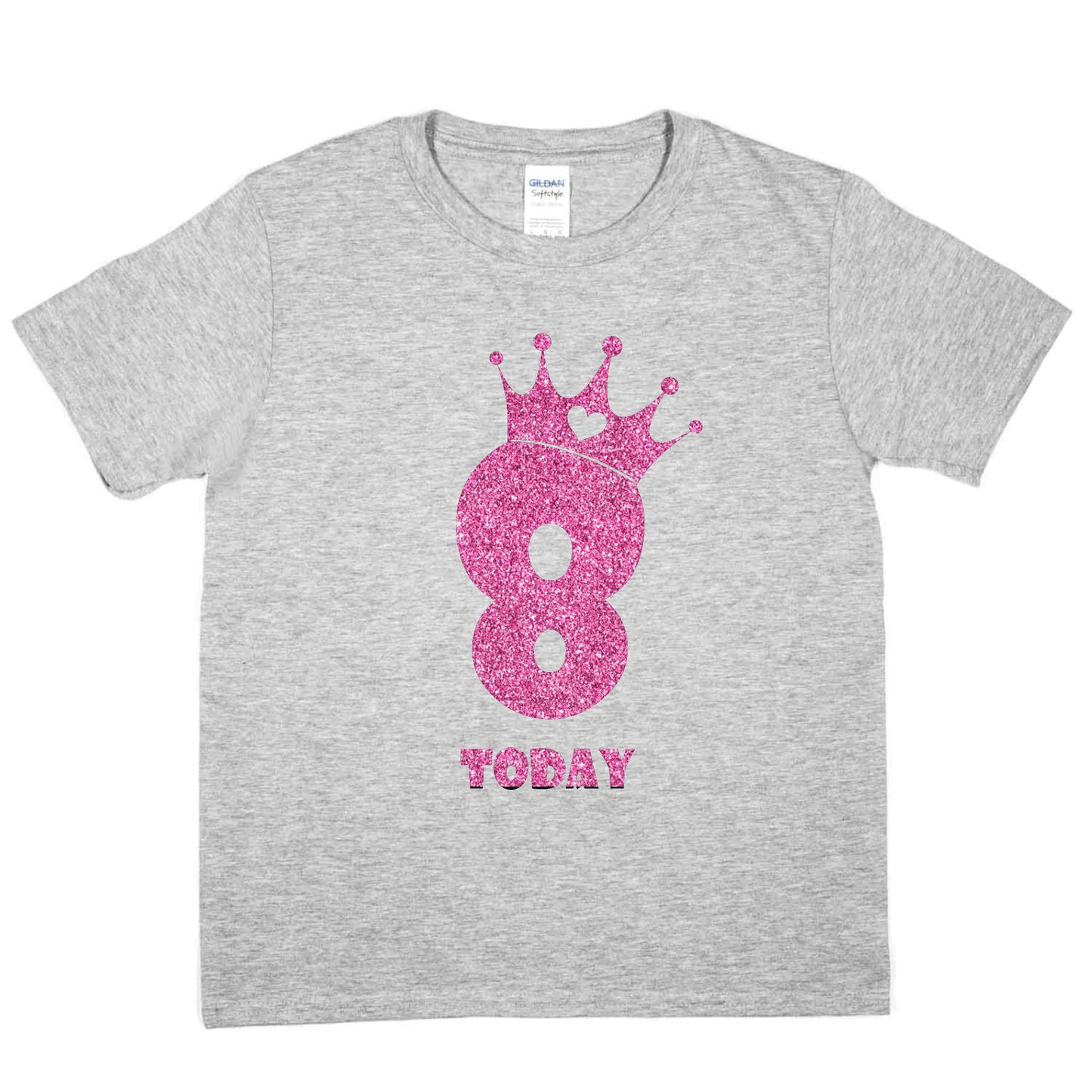 Birthday Kids 8 Today Age 8 In Pink Glitter Happy Kids T-Shirt